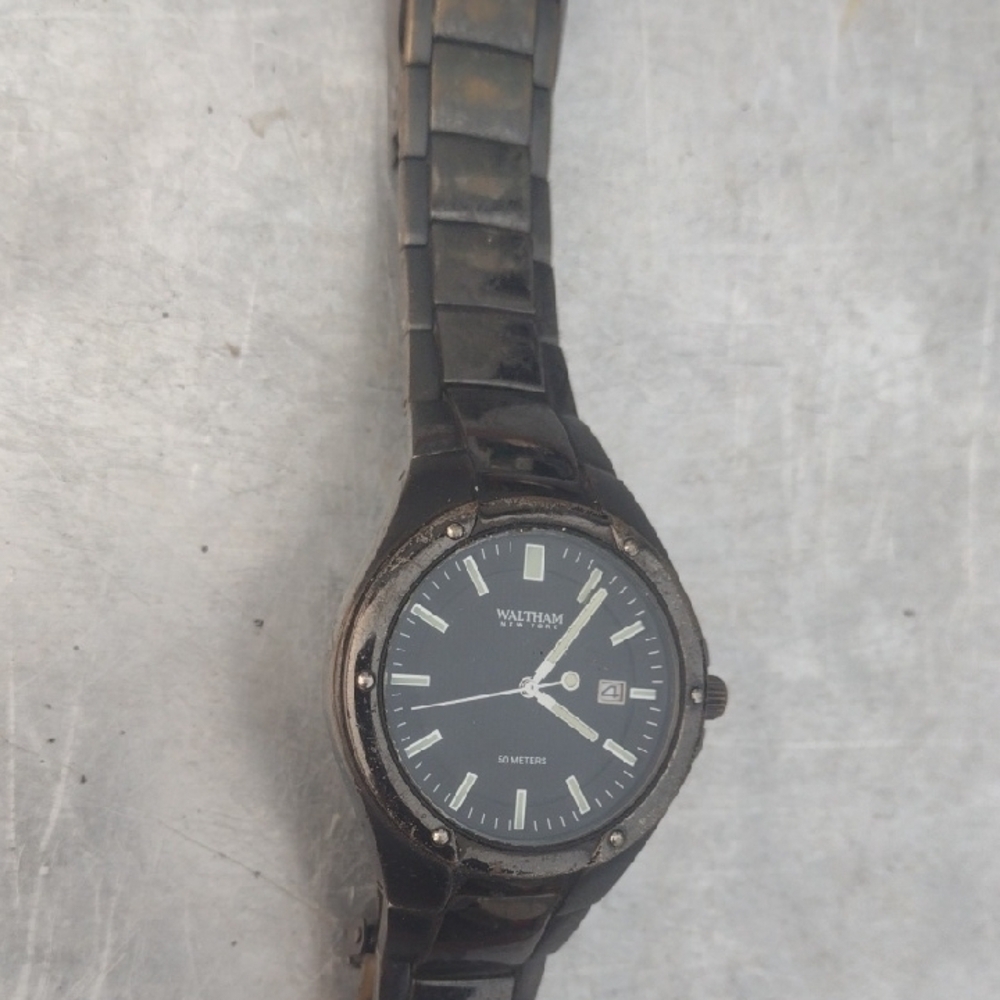 Waltham Black Stainless Steel Watch